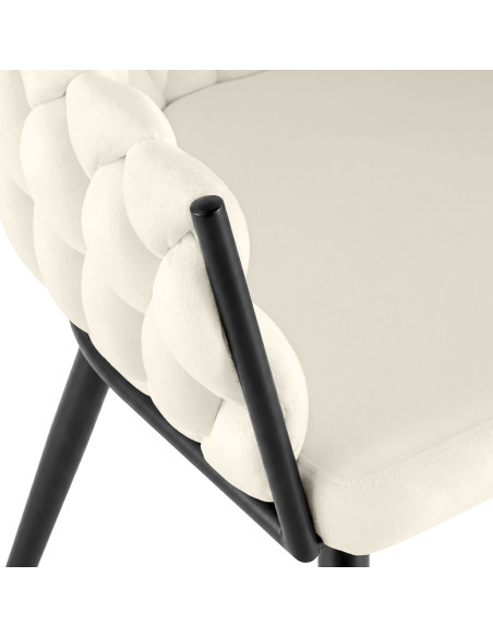 Chaise de salle à manger en velours crème 58x57x80 cm Vigevano
