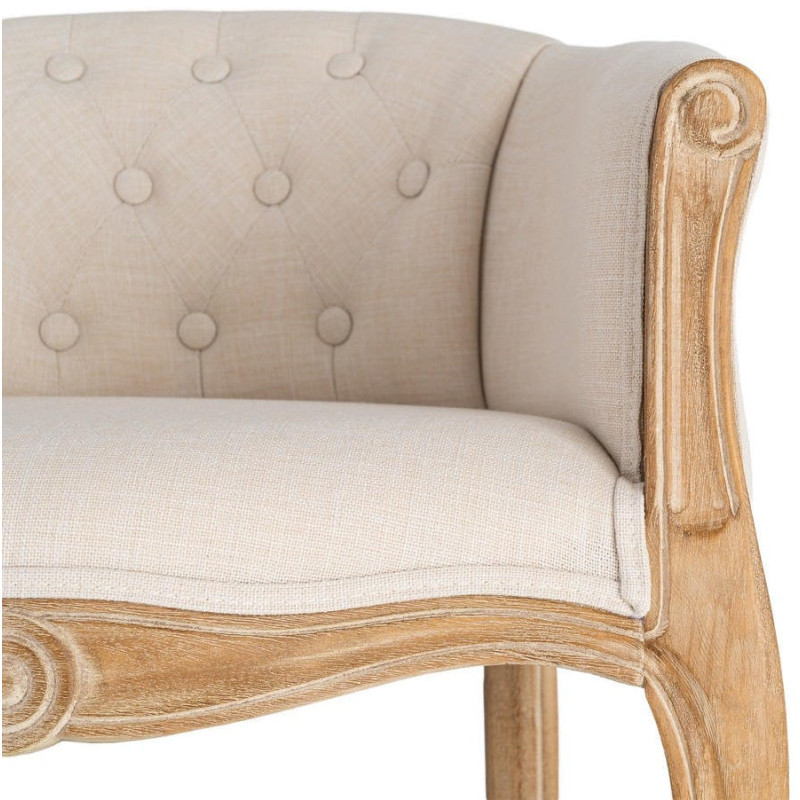 Fauteuil de table en lin écru et bois...