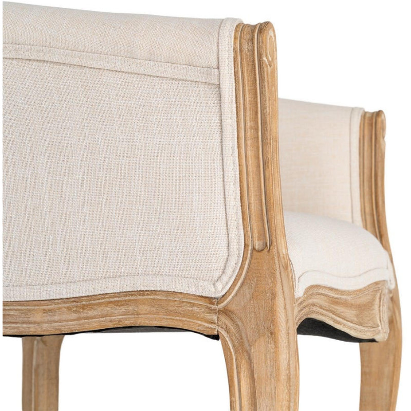 Fauteuil de table en lin écru et bois...