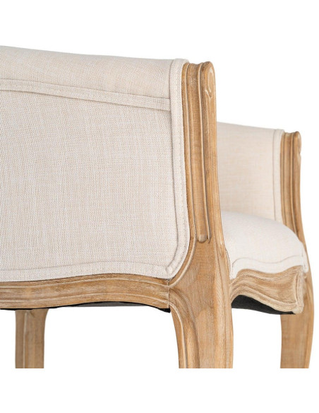 Fauteuil de table en lin écru et bois d’hévéa 63x60x69 cm Mirepoix