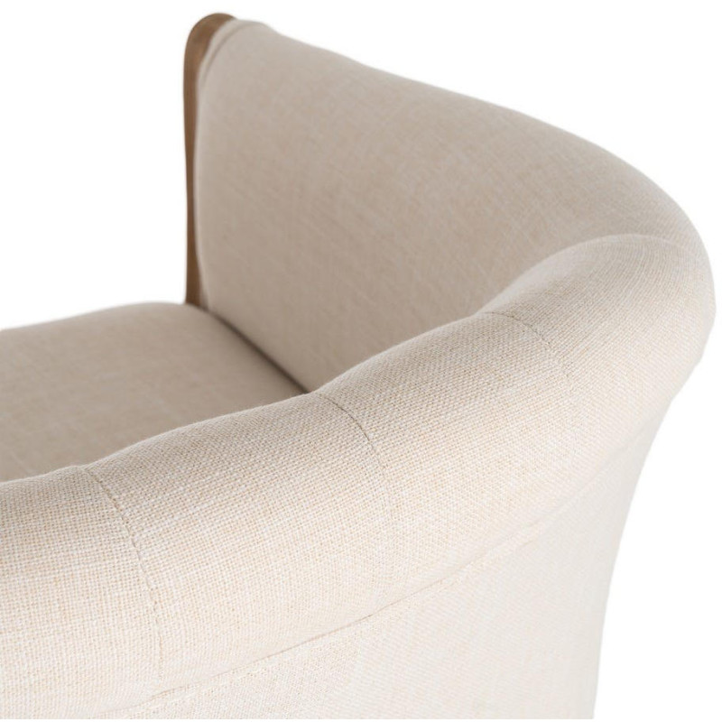 Fauteuil de table en lin écru et bois...