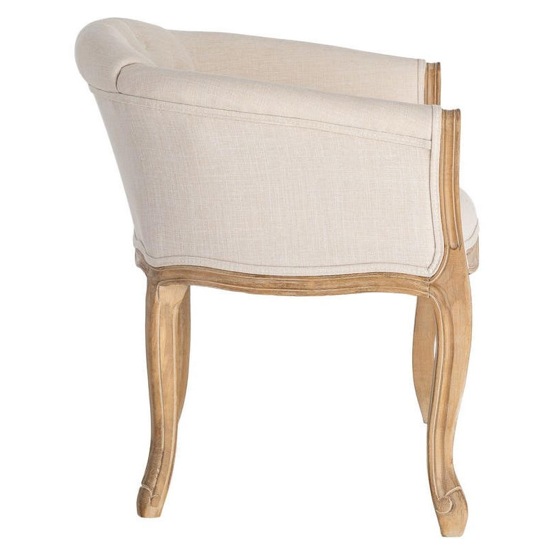 Fauteuil de table en lin écru et bois...