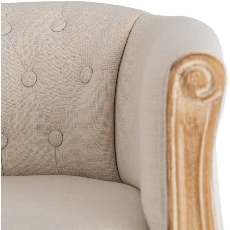 Fauteuil de table en lin écru et bois...
