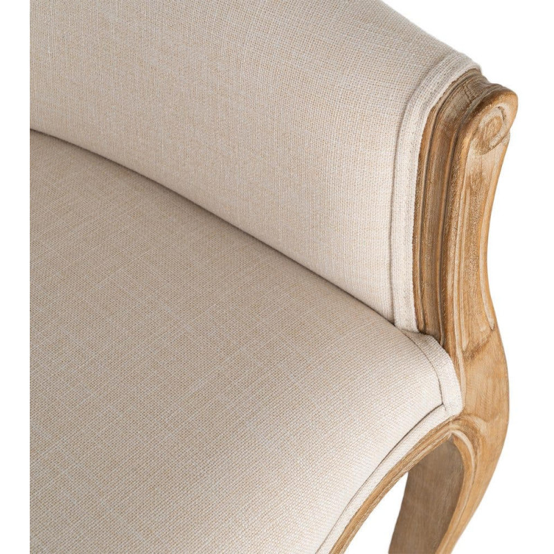 Fauteuil de table en lin écru et bois...