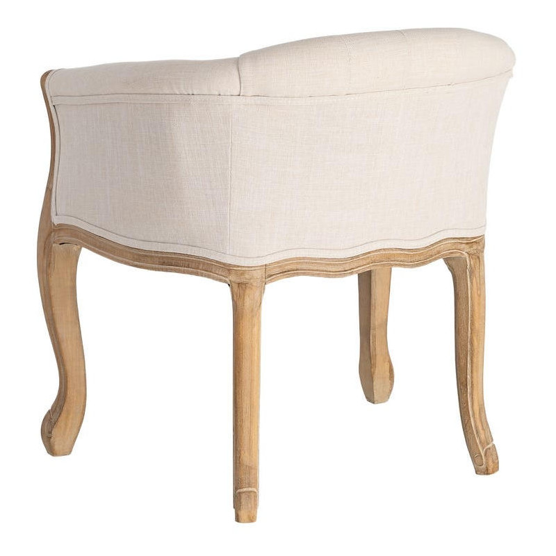 Fauteuil de table en lin écru et bois...