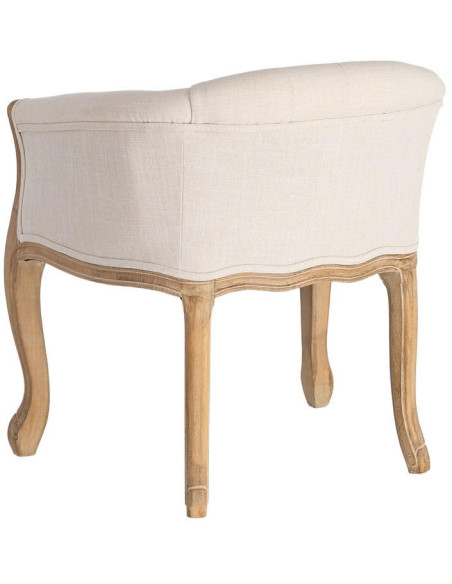 Fauteuil de table en lin écru et bois d’hévéa 63x60x69 cm Mirepoix