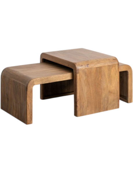 Lot de 2 tables basses gigognes en bois de manguier 120...