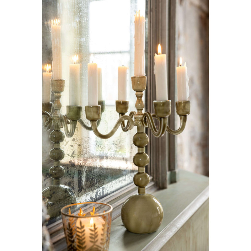 Chandelier 5 branches vert olive en...