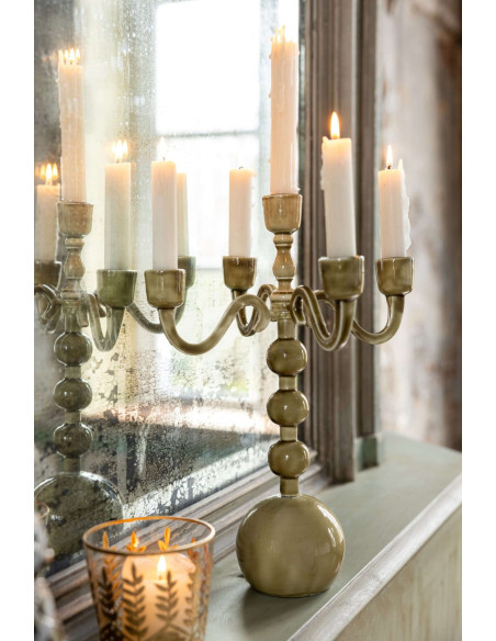 Chandelier 5 branches vert olive en aluminium 35 cm Sabbioneta