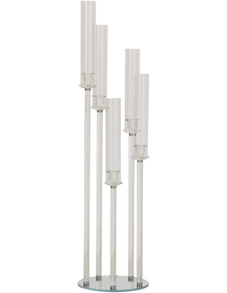 Chandelier sur pied 5 bougies en verre transparent 120 cm Jablonec