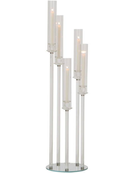 Chandelier sur pied 5 bougies en verre transparent 120 cm Jablonec