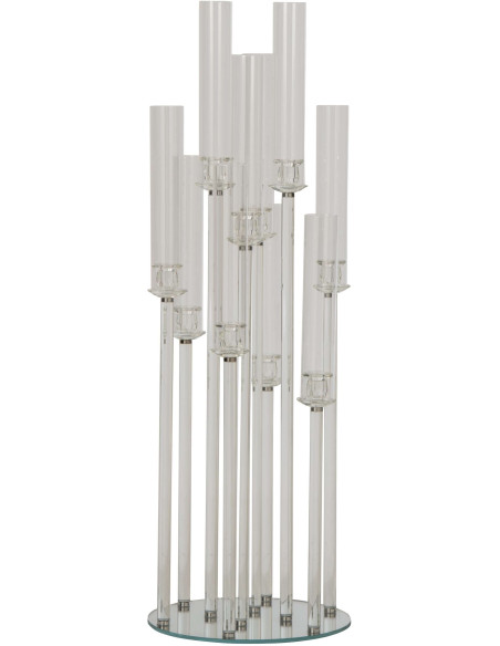 Grand chandelier sur pied 10 bougies en verre transparent 120 cm Jablonec