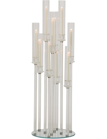 Grand chandelier sur pied 10 bougies en verre transparent 120 cm Jablonec