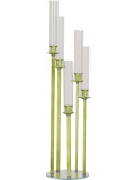 Grand chandelier sur pied 5 bougies en verre vert 120 cm Jablonec