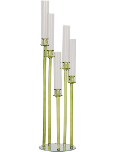 Grand chandelier sur pied 5 bougies en verre vert 120 cm...