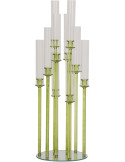 Grand chandelier sur pied 8 bougies en verre vert 120 cm Jablonec