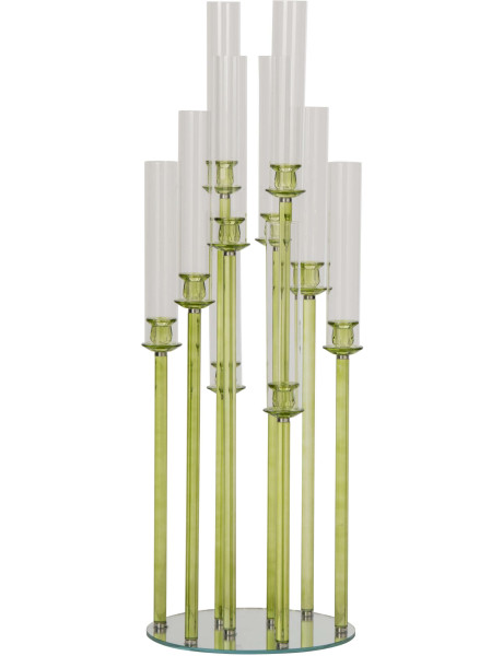 Grand chandelier sur pied 8 bougies en verre vert 120 cm...