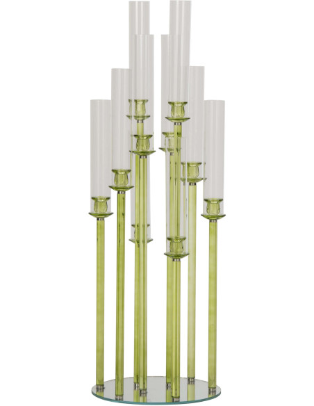 Grand chandelier sur pied 8 bougies en verre vert 120 cm Jablonec