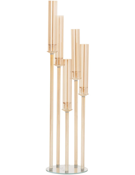 Grand chandelier sur pied 5 bougies en verre doré 120 cm Jablonec