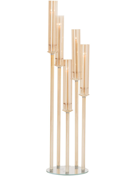 Grand chandelier sur pied 5 bougies en verre doré 120 cm Jablonec