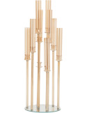 Grand chandelier sur pied 8 bougies en verre doré 120 cm Jablonec