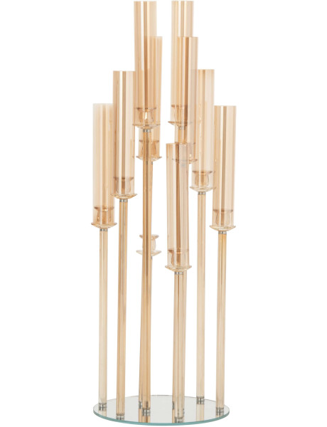 Grand chandelier sur pied 8 bougies en verre doré 120 cm...