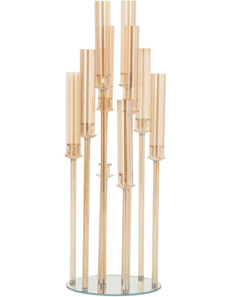 Grand chandelier sur pied 8 bougies en verre doré 120 cm Jablonec
