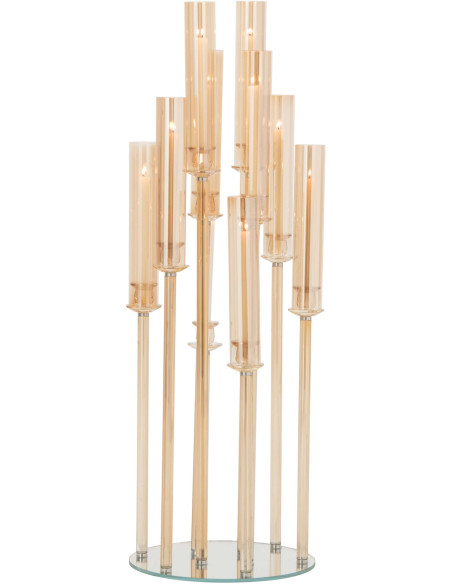 Grand chandelier sur pied 8 bougies en verre doré 120 cm Jablonec