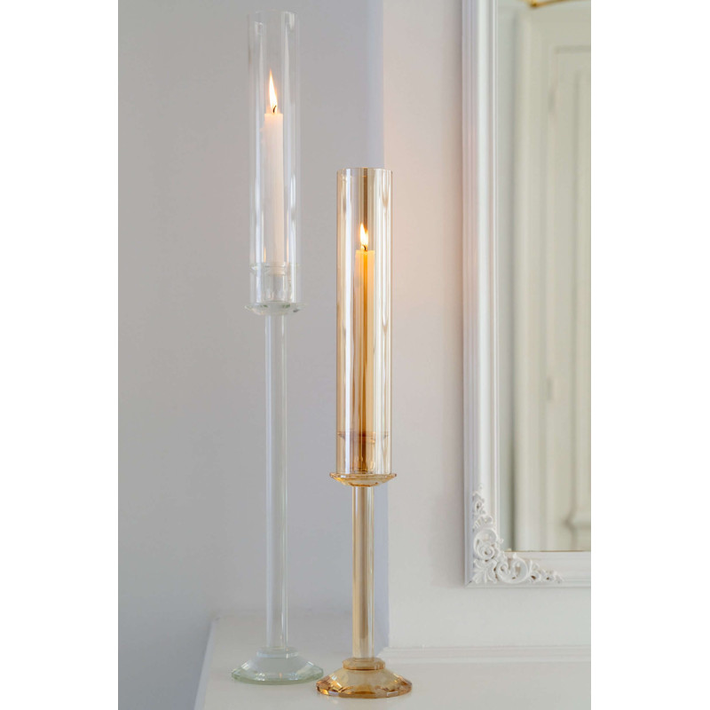Bougeoir haut en verre transparent 80...