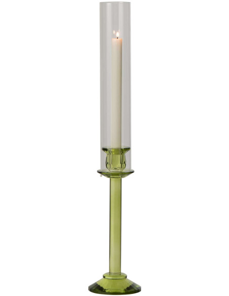Bougeoir haut en verre vert et transparent 61 cm Jablonec