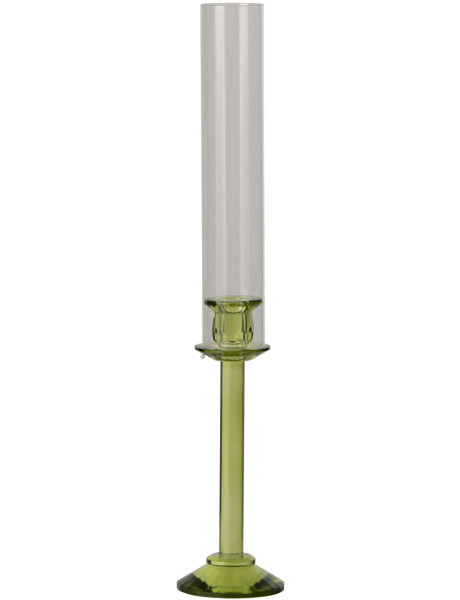 Bougeoir haut en verre vert et transparent 61 cm Jablonec