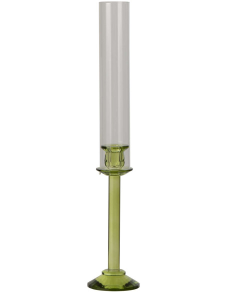 Bougeoir haut en verre vert et transparent 61 cm Jablonec