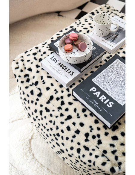 Pouf carré dalmatien noir et ivoire 70 cm Sibenik