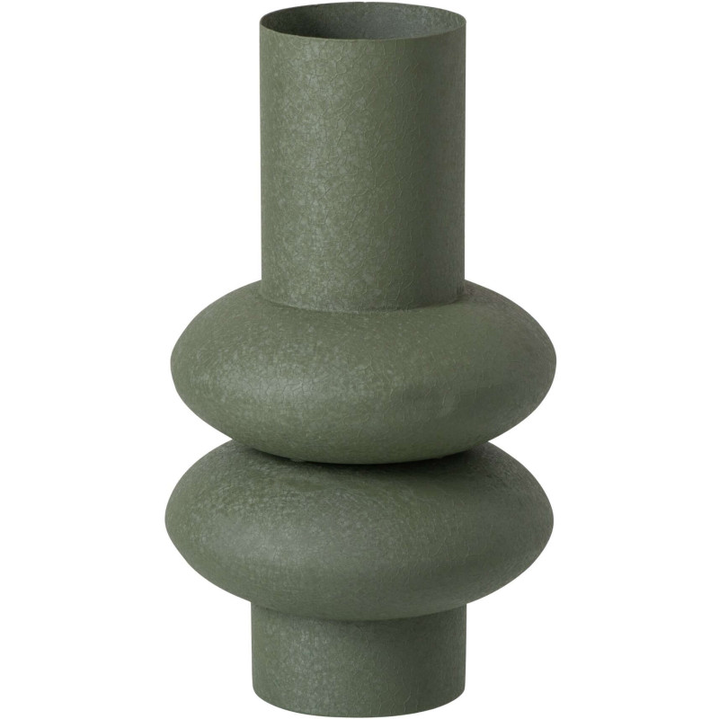 Vase sculptural vert olive en métal...