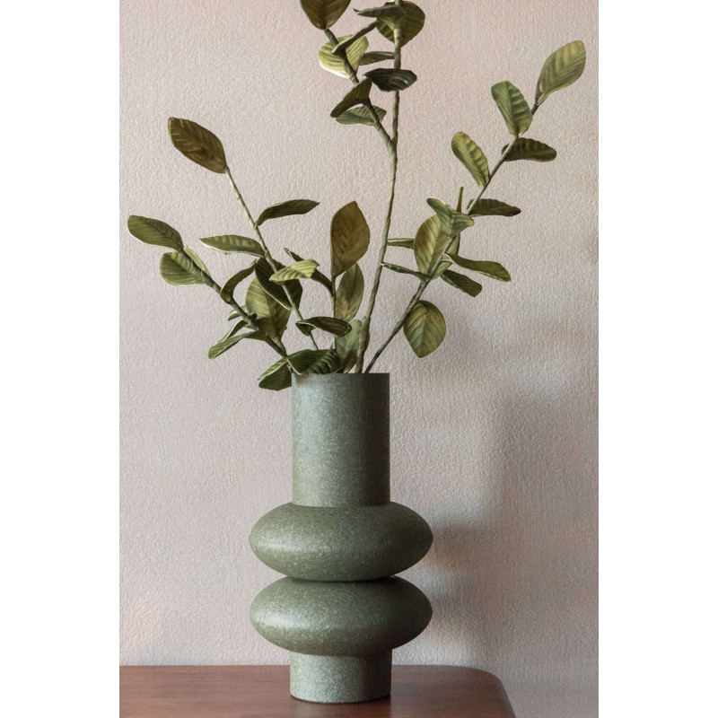Vase sculptural vert olive en métal...