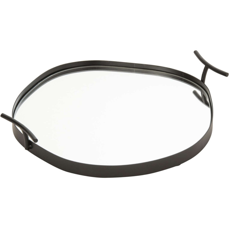 Plateau miroir rond noir en métal 42...