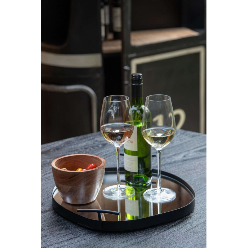 Plateau miroir rond noir en métal 42...