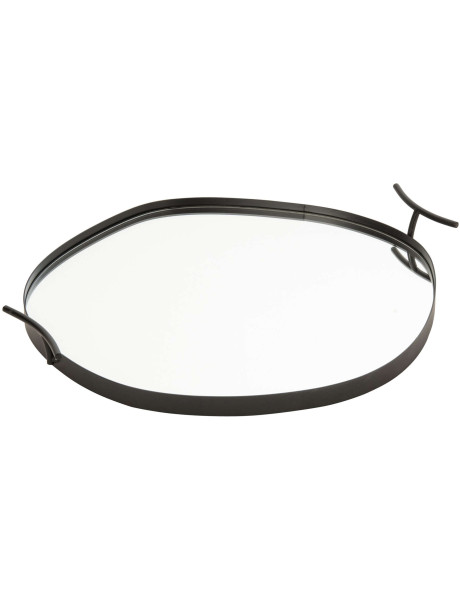 Grand plateau miroir rond noir en métal 54 cm Sarnico
