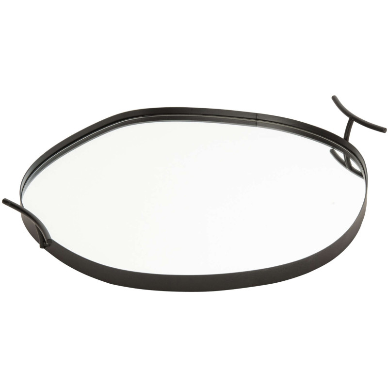 Grand plateau miroir rond noir en...