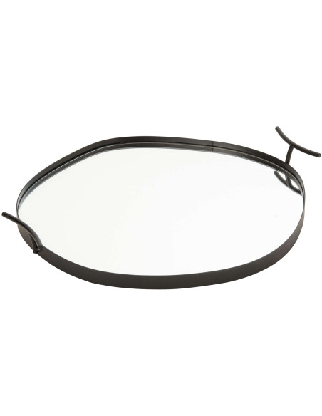 Grand plateau miroir rond noir en métal 54 cm Sarnico