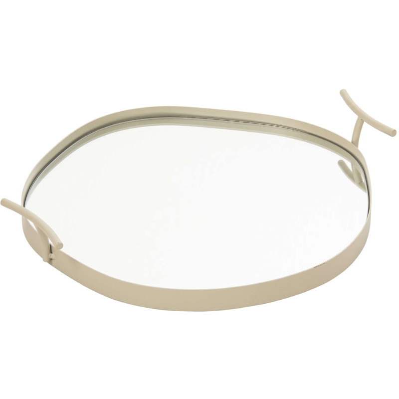 Plateau miroir rond blanc en métal 42...