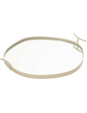 Grand plateau miroir rond blanc en métal 54 cm Sarnico