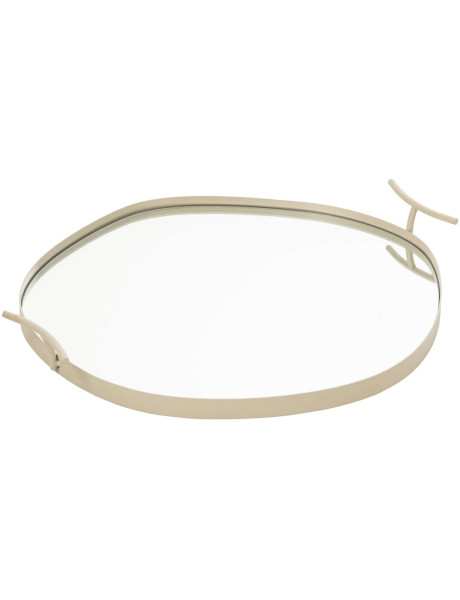 Grand plateau miroir rond blanc en métal 54 cm Sarnico