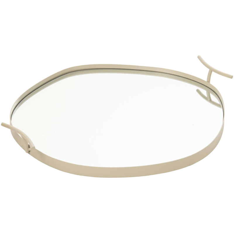 Grand plateau miroir rond blanc en...
