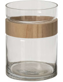 Vase cylindrique en verre et chêne naturel 20 cm Kinsale