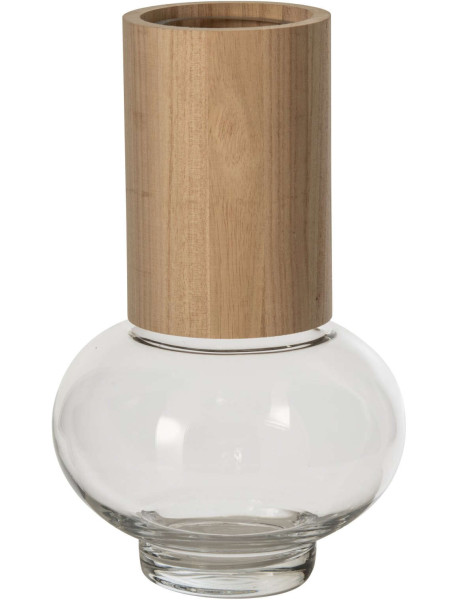 Vase boule en verre et chêne naturel 26 cm Kinsale