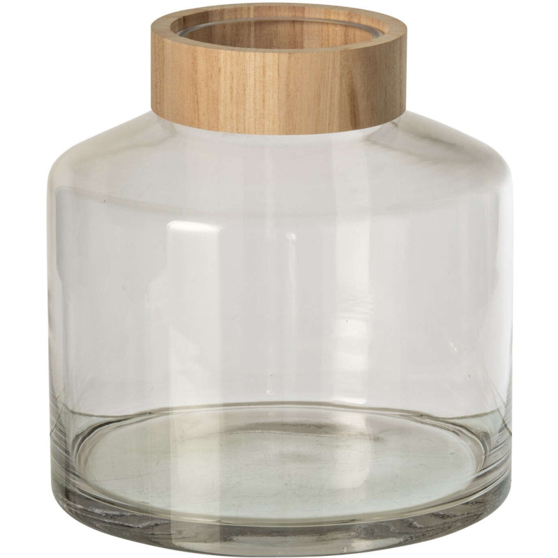 Vase en verre et chêne naturel 20 cm...