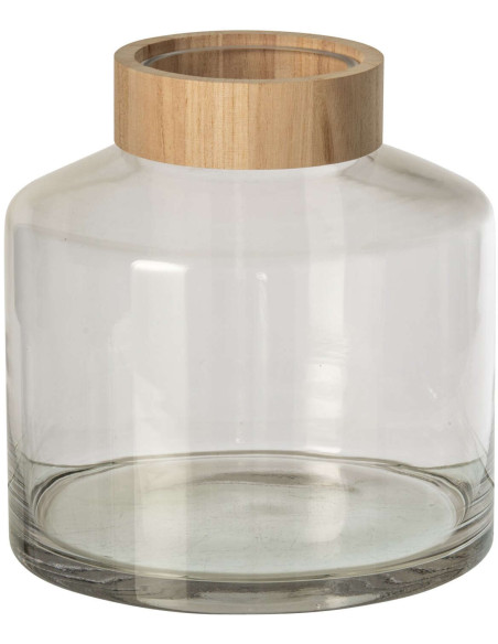 Vase en verre et chêne naturel 20 cm Kinsale