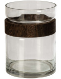 Vase cylindrique en verre et chêne marron 20 cm Kinsale