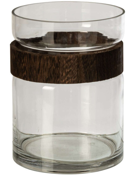 Vase cylindrique en verre et chêne marron 20 cm Kinsale